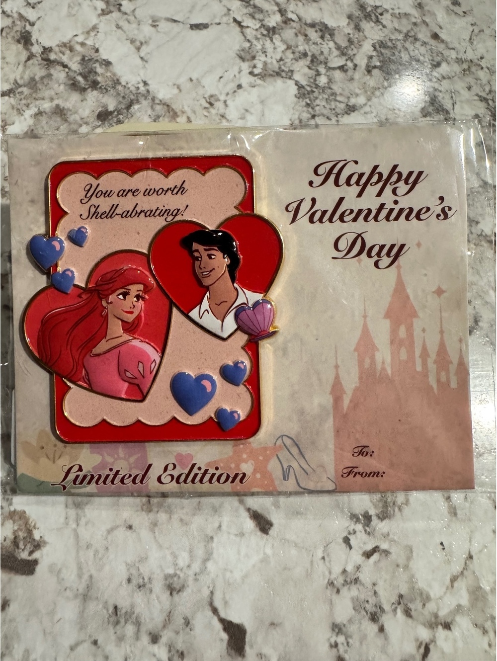 Disney DEC The Little Mermaid Ariel & Eric Happy Valentine's Day Card LE 300 Pin